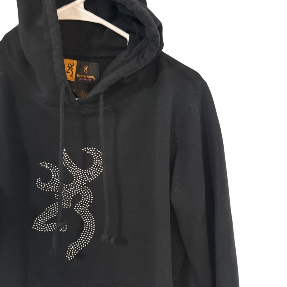 Browning Black‎ Rhinestone Buckmark Pullover Hoodie Sweatshirt Country Western